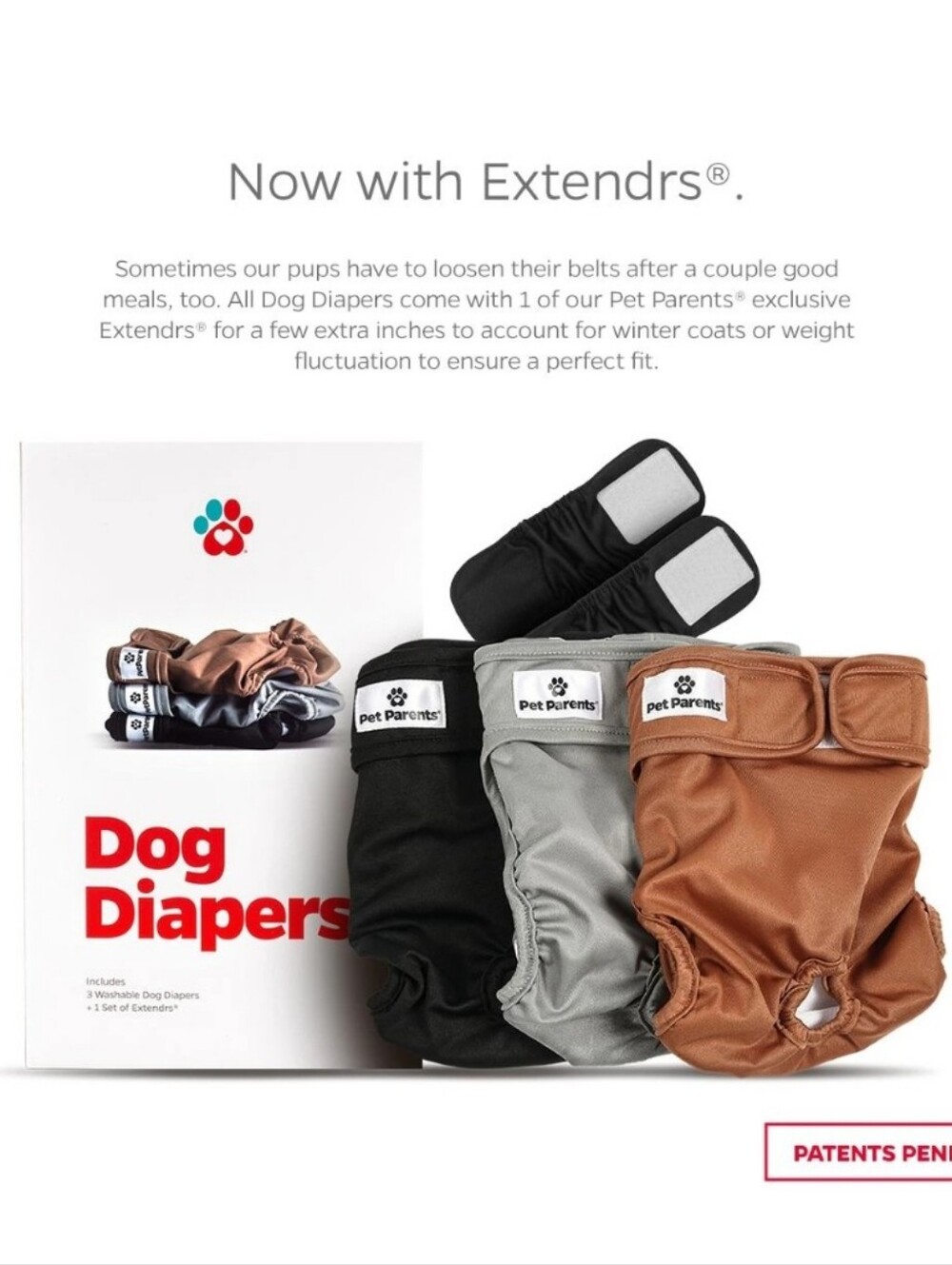 Dog Diapers Washable Pack - Rust, Gray, Black. Size MEDIUM
